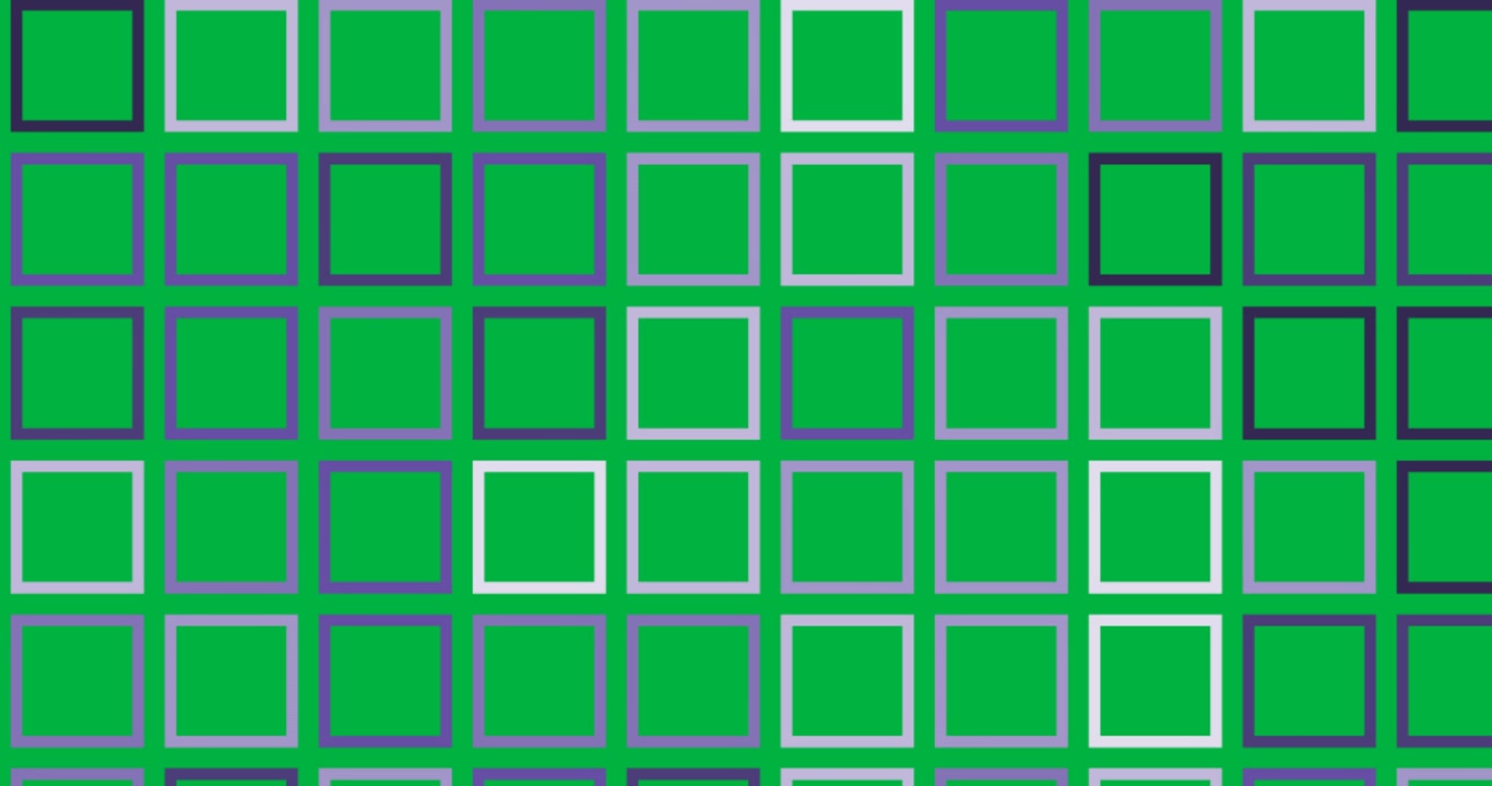Digital animation of multiple purple square shapes in seamless pattern against black background