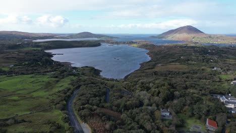 Aerial-of-Connemara-National-Park,-an-breathtaking-natural-treasure-located-in-the-west-of-Ireland