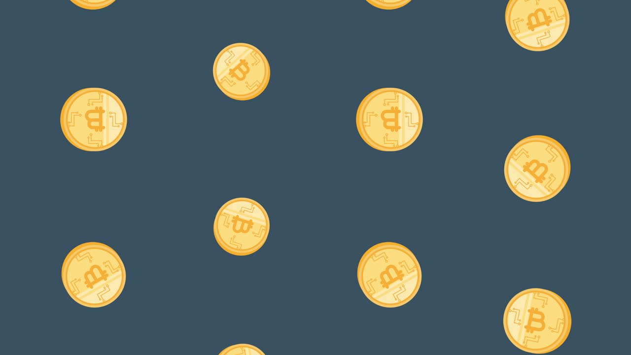 electronic commerce animation with bitcoins pattern