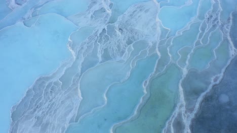 aerial view of pamukkale geothermal springs, travertine terraces