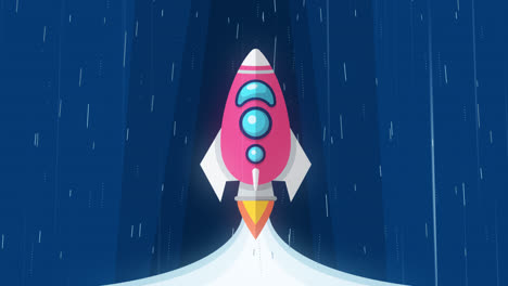 pink rocket launch illustration