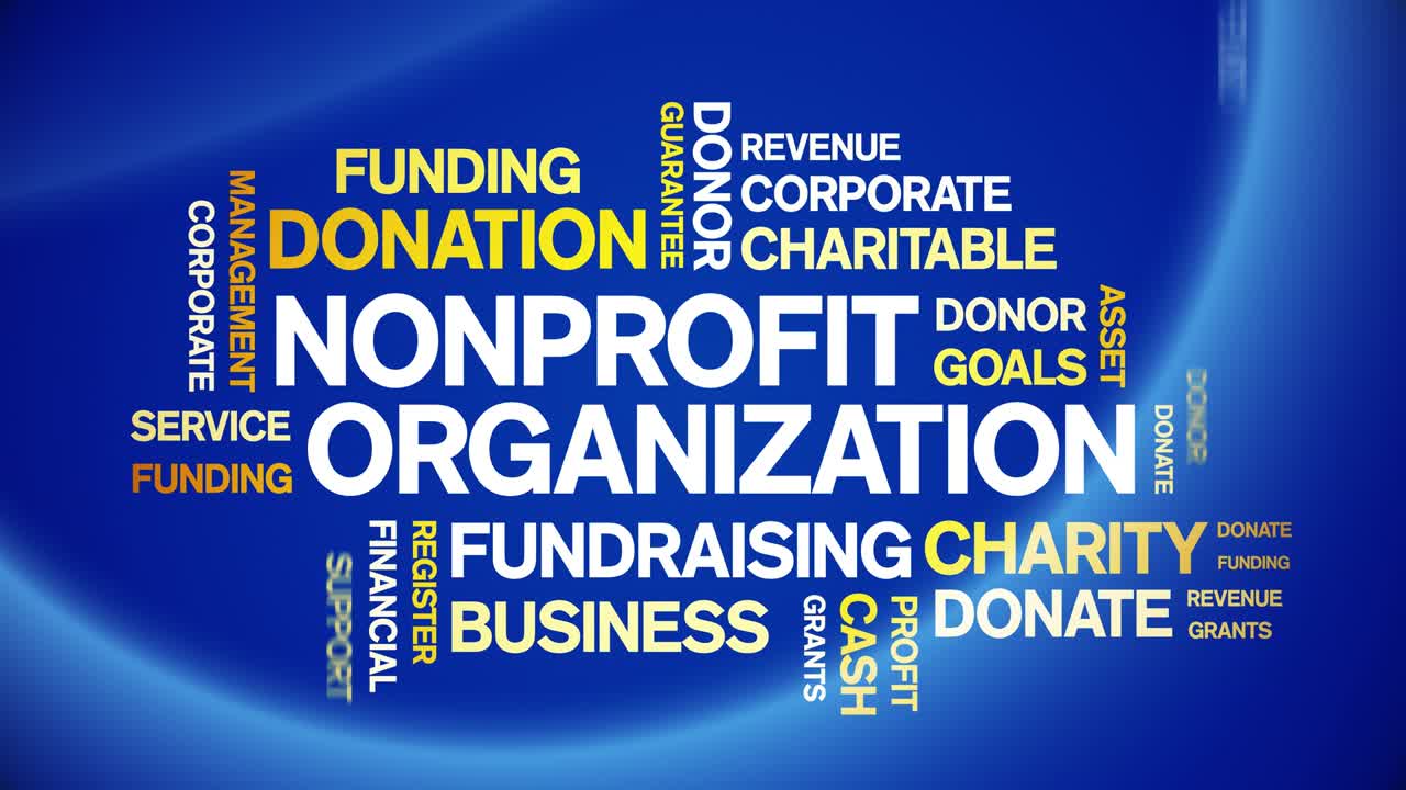 비영리 단체 애니메이션 태그 워드 클라우드, 텍스트 애니메이션 원활한 루프