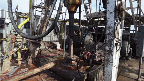 footage at the site for oil drilling. working equipment at the location producing oil or gas.