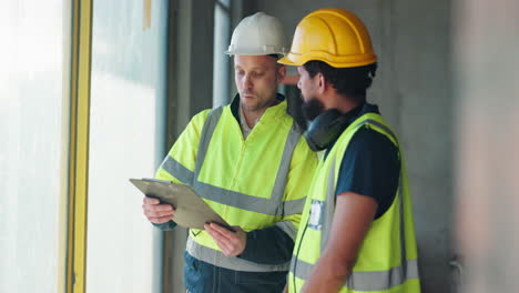 construction workers discussing a project