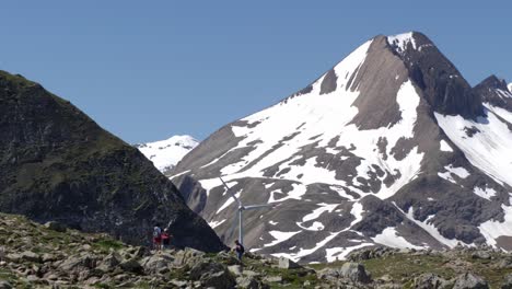 tourism spot nufenen mountain pass switzerland wide shot