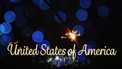 united states of america text and a sparkle for fourth of july.