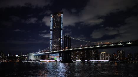 new york. manhattan bridge at night