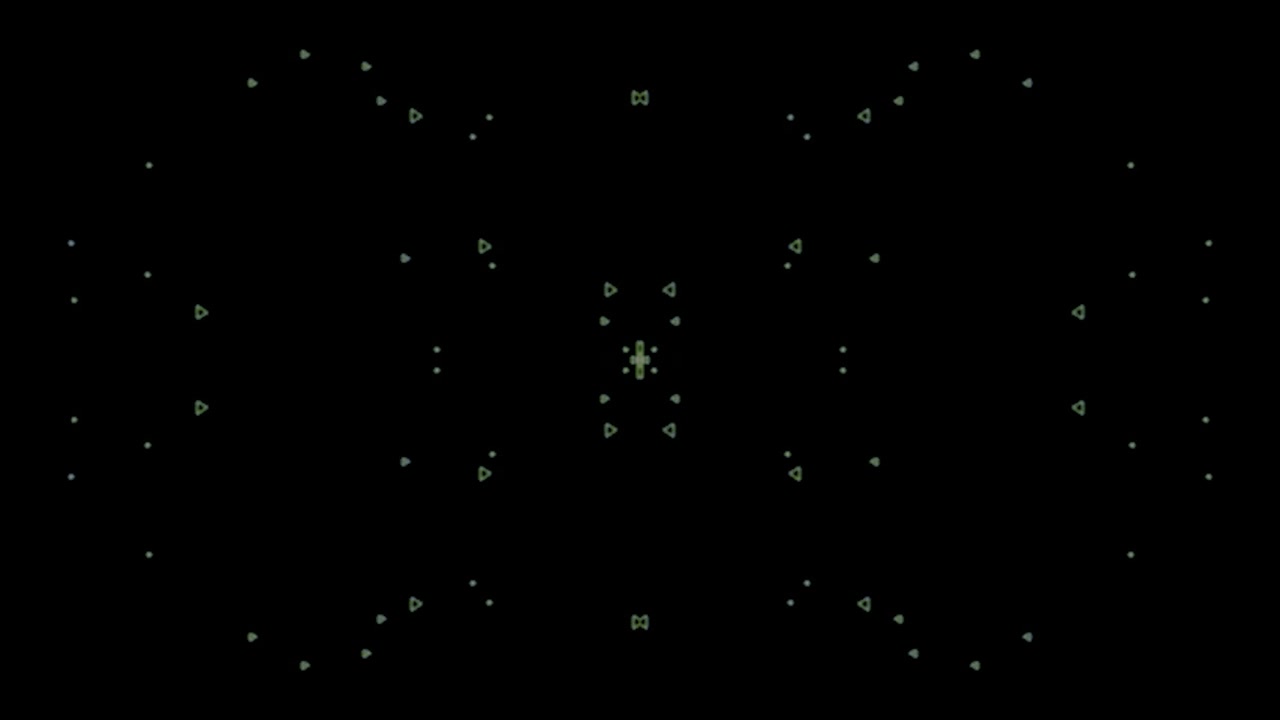Abstract Geometric Pattern of Pulsing Green Triangles on Black Background