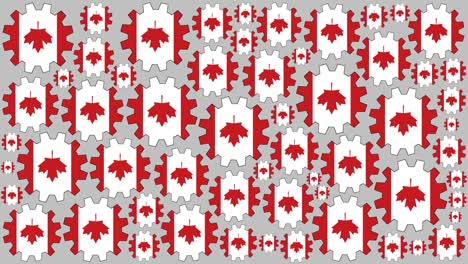 canadian flag gears spinning background