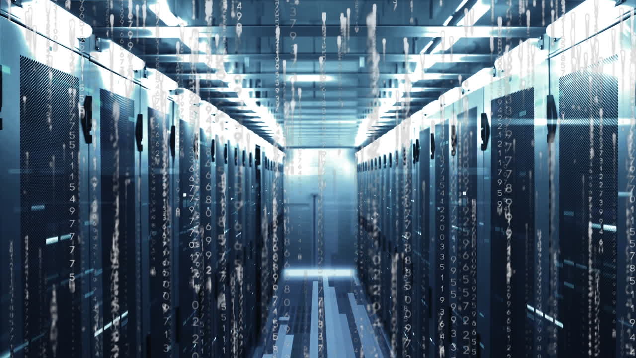 Animation of data processing and digital information flowing