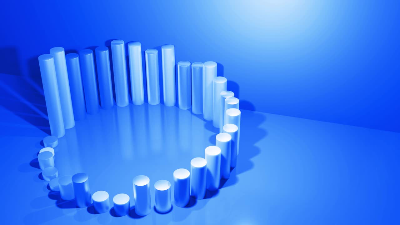 분석 프로그램 및 뉴스 방송에 대한 추상 루핑 배경으로 추상적인 열을 흔들고 추상적인 인포그래픽으로 3d 기하학 배경으로 통계 데이터를 파란색으로 시각화합니다.