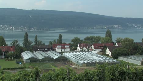 Panorama-of-Lake-Constance-with-green-house,-Germany