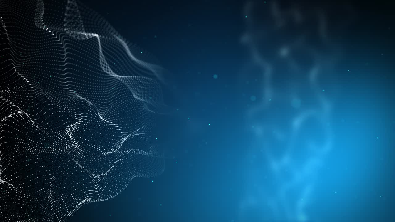 Blue dust particles fly in slow motion in the air lingering slowly Loop Background.