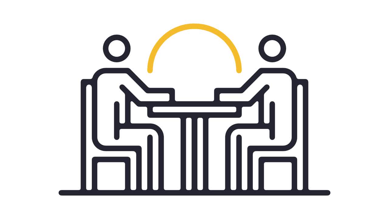 Business Acquisition Line Icon Animation with Alpha