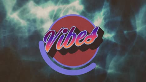 animation of vibes text banner over green digital waves against black background