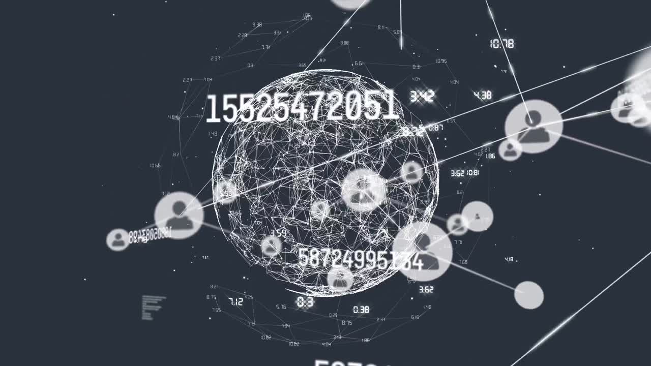 프로필 아이콘 네트워크의 애니메이션 및 연결 네트워크의 전 세계에 걸쳐 변하는 번호