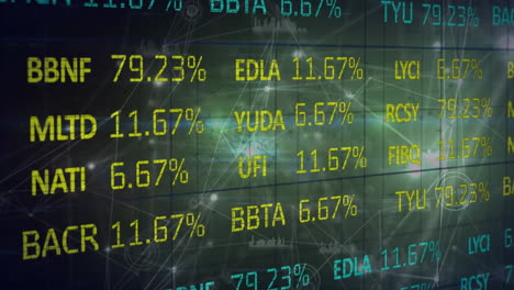 animación del procesamiento de datos financieros en una pantalla digital