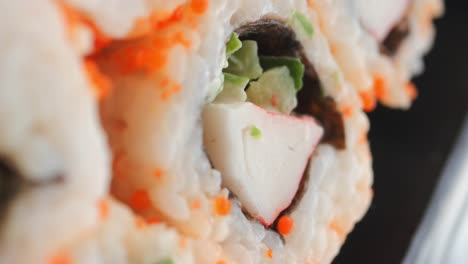 close up of sushi rolls