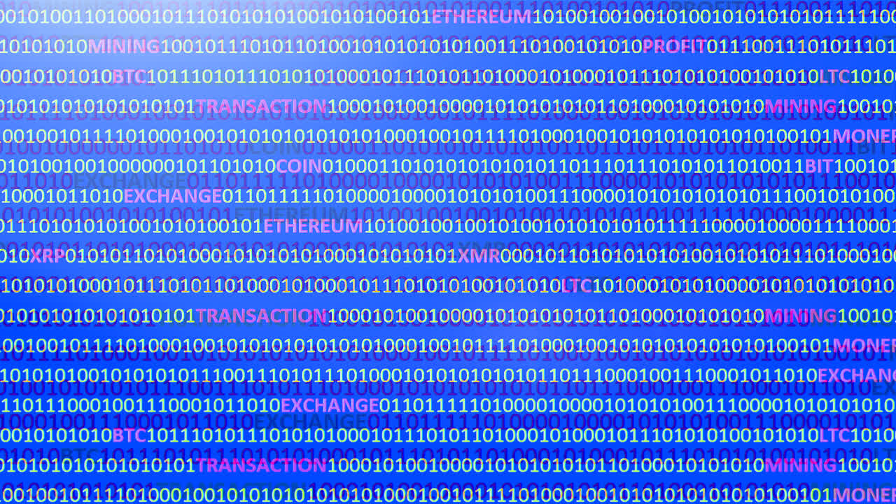 Kryptovaluta på en digital baggrund. Baggrund fra programkode og kryptovalutaer
