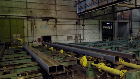 steel beam processing in an industrial factory