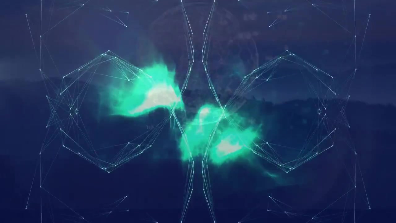 Abstract Digital Network Sphere with Glowing AI Data Animation