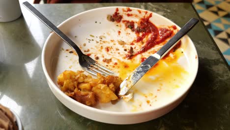 empty plate with leftover food