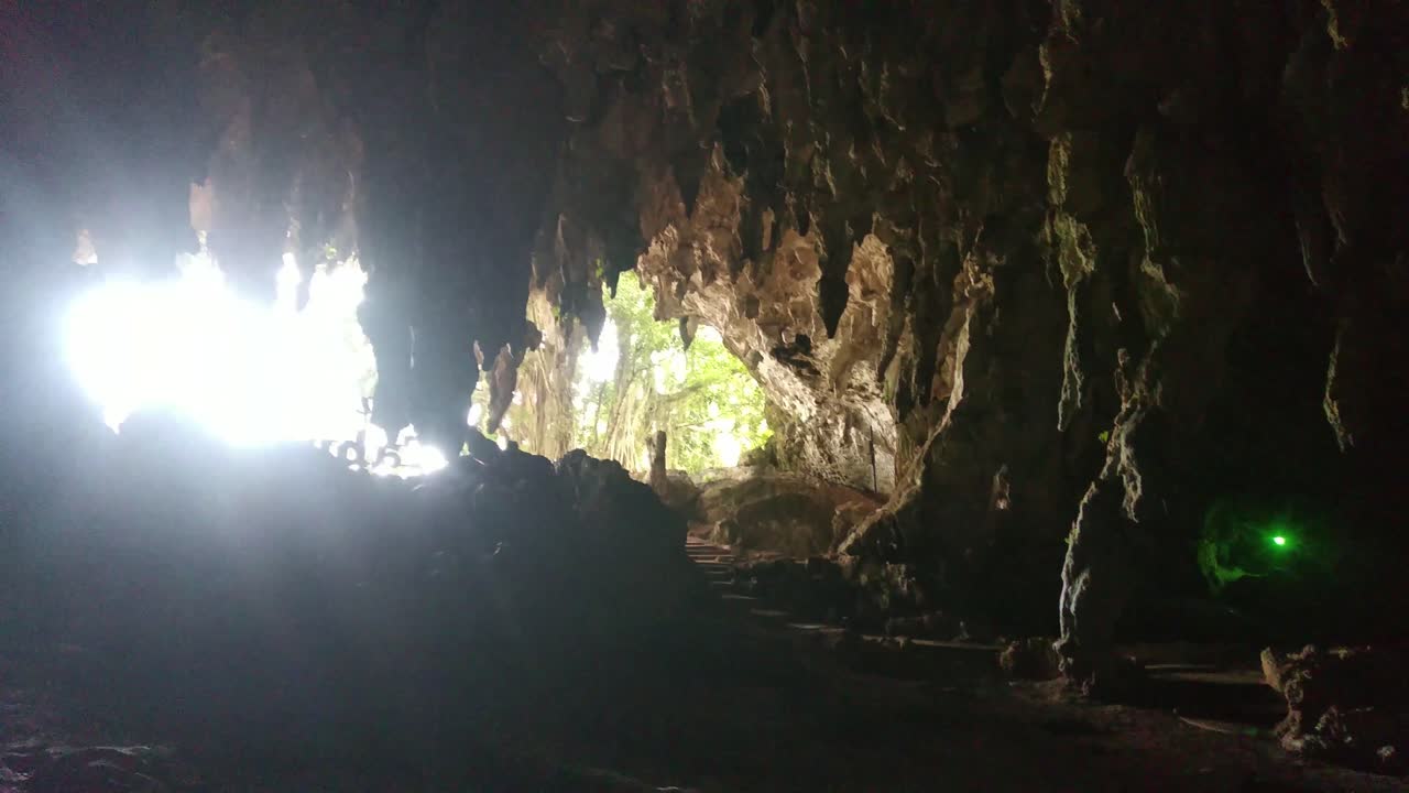 Shot of stalactites and stalagmites at Tabuhan Cave in Pacitan, East Java, Indonesia