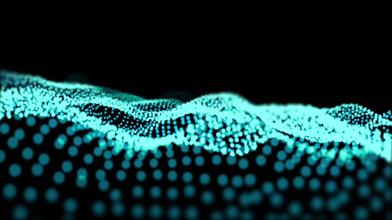 animación del texto pow sobre puntos azules sobre fondo negro