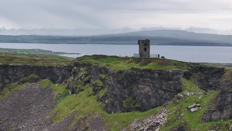 aerial crane shot of medieval structure