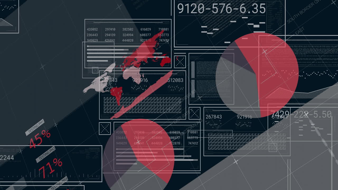 In school, animation showing data analytics and statistics with charts and world map