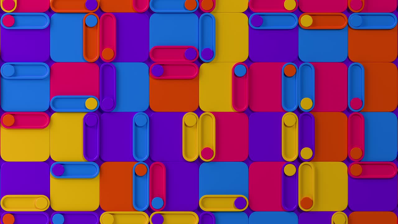 Colorful Abstract 3D Geometric Pattern with Sliding Elements. Looped animation. 3D rendering