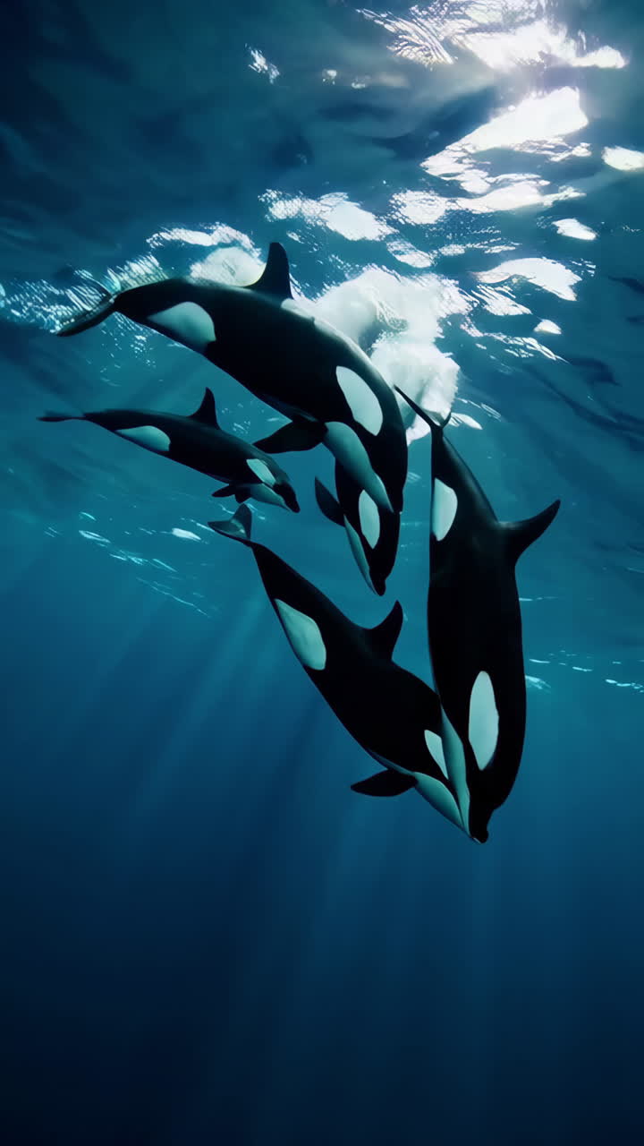 Orcas Underwater