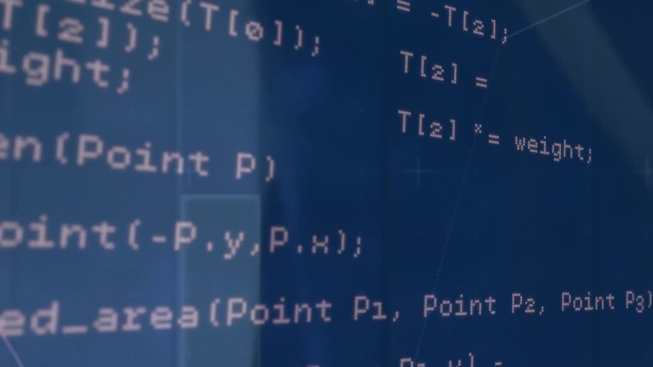 animación del procesamiento de datos sobre un fondo azul