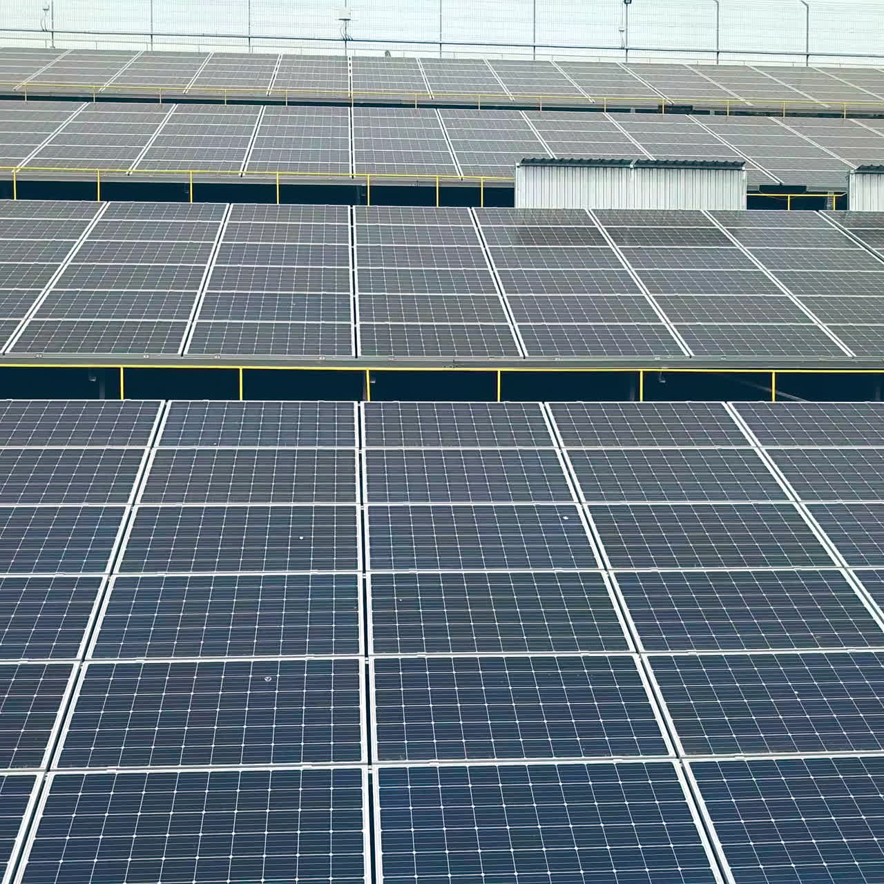 Solar power plant. Aerial view of Solar panels. Solar farm. Source of ecological renewable energy.