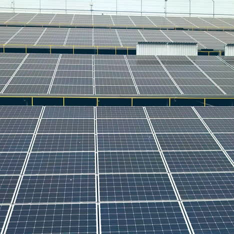 solar power plant. aerial view of solar panels. solar farm. source of ecological renewable energy.