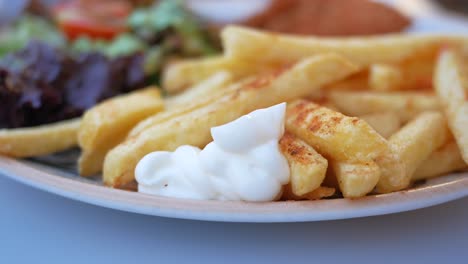 patatas fritas con mayonesa y especias