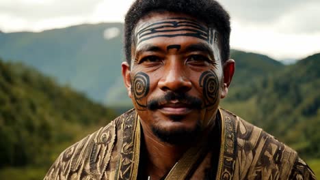 portrait of a man with tribal tattoos