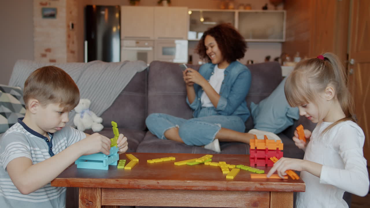 Children Playing with Building Blocks