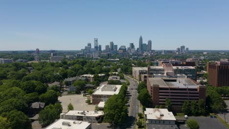 aerial view of charlotte skyline in the background