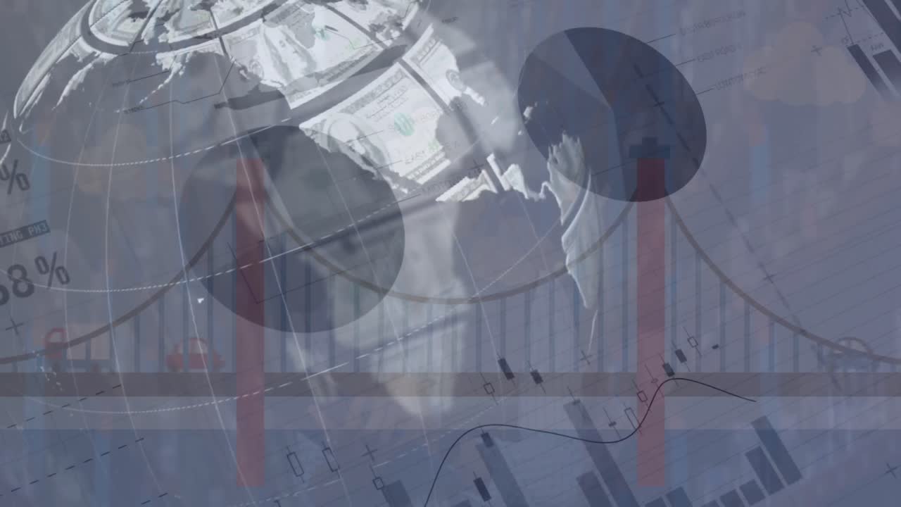 금융 데이터 처리 및 글로벌 오버 브리지의 애니메이션