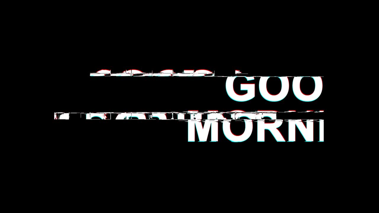 BUONGIORNO Testo con Effetto Glitch Distorsione TV Digitale Animazione in Loop 4K