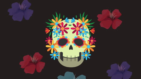 day of the dead sugar skull with flowers