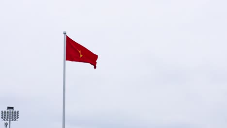 bandera vietnamita ondeando contra un cielo nublado
