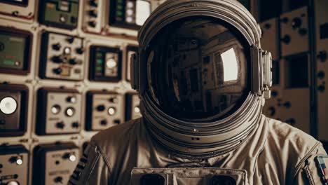 astronaut in a spacecraft control room