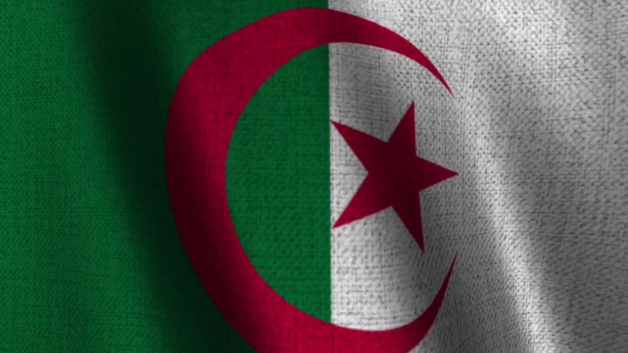 Sfondo realistico in tessuto con bandiera dell'Algeria