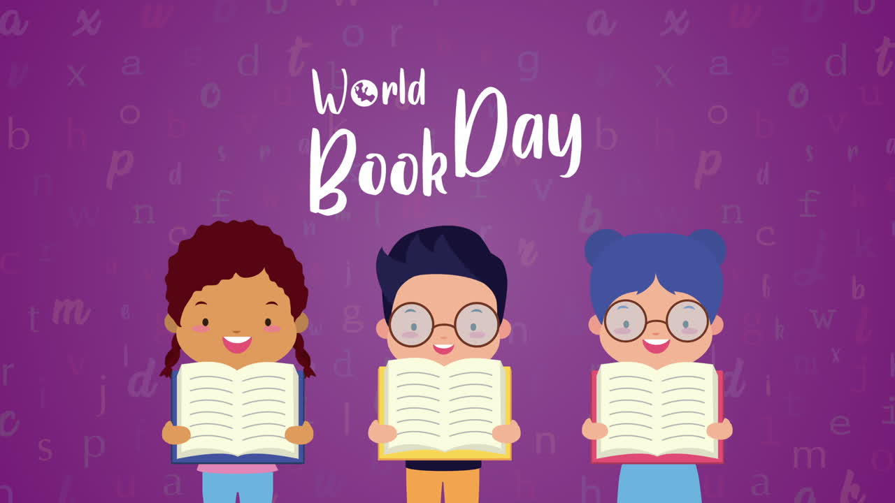 celebración del día mundial del libro con niños pequeños leyendo