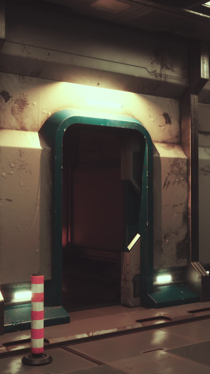 문이 있는 미래의 우주 복도