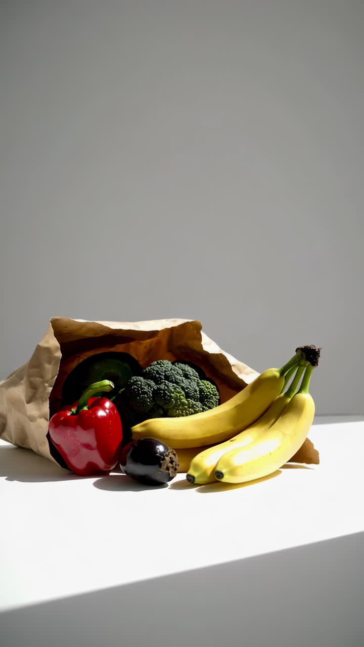 Assorted Fruits and Vegetables in Brown Paper Bag
