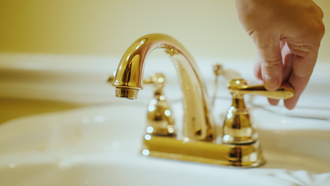 abre un grifo con agua en una lujosa bañera