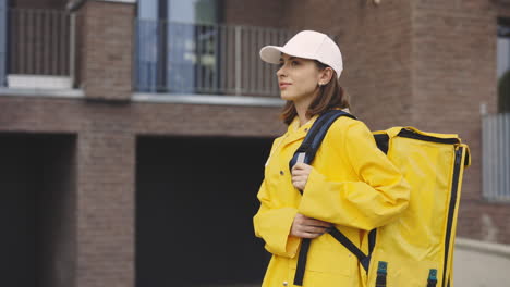 delivery person on a city street